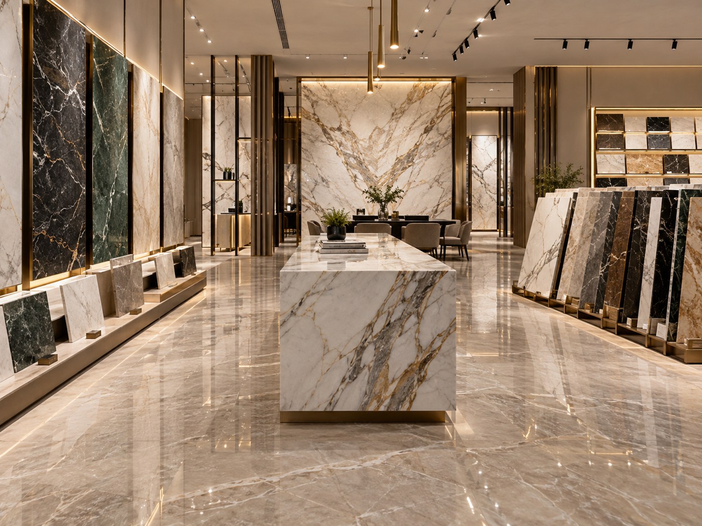 Marble slab range in showroom