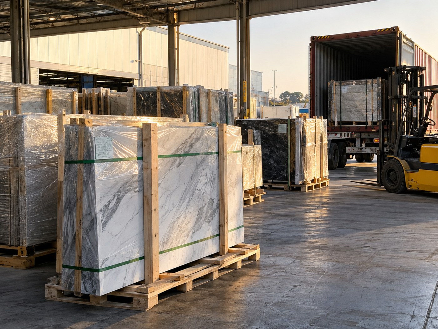Packed marble delivery preparation